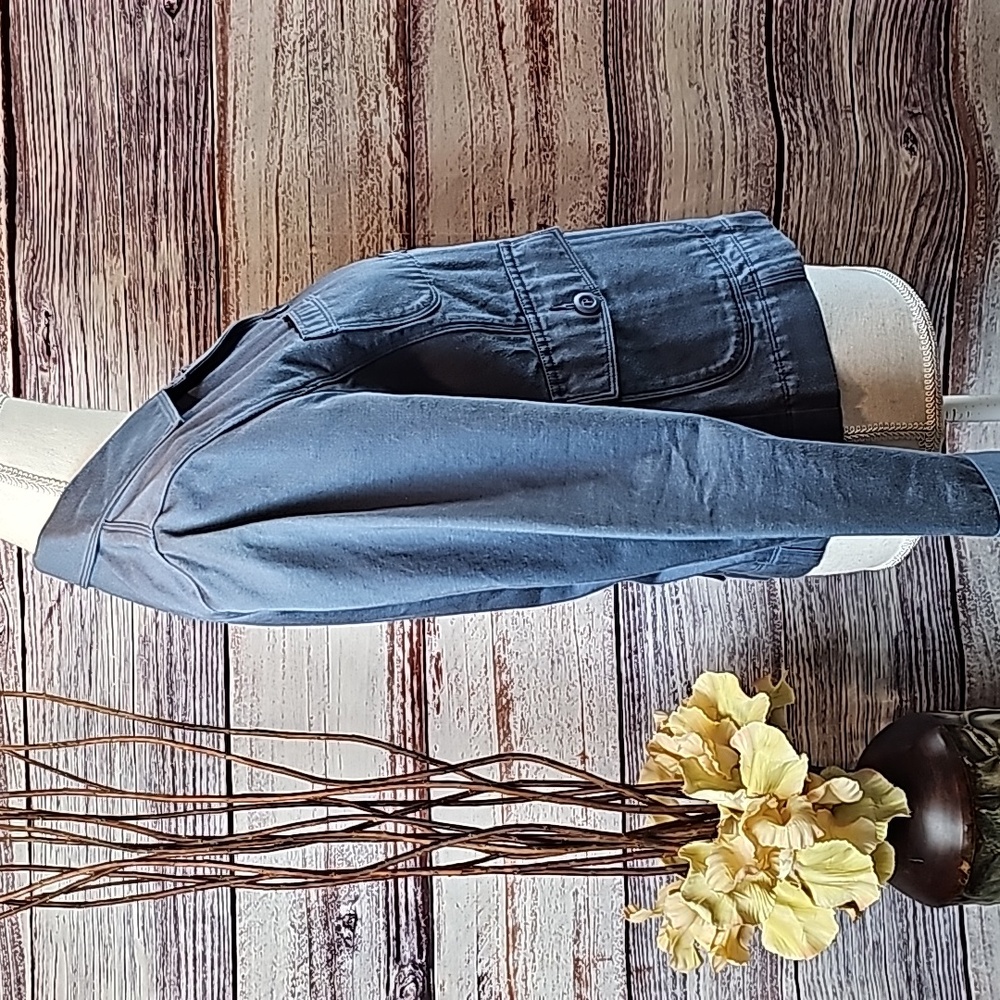 NEW VINTAGE L.L.BEAN BLUE LONG SLEEVE BUTTON-UP CROPPED JACKET - Picture 7 of 16